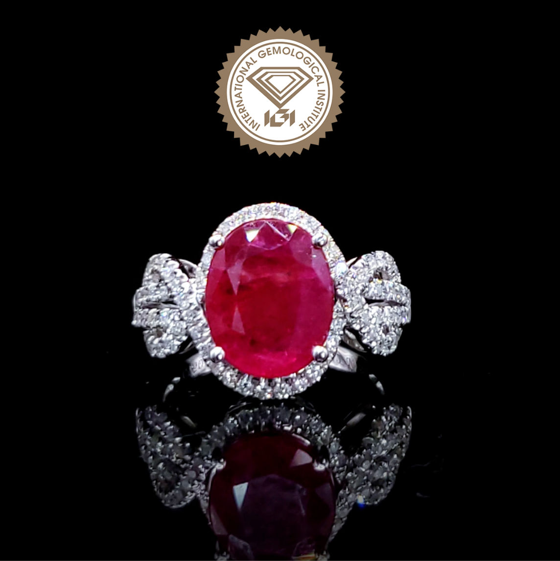 18K White Gold 4.12ct Ruby and Diamond Ring