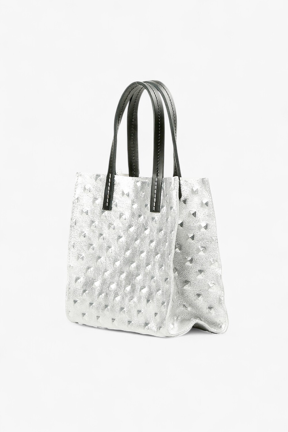 Mini Pebble 立體壓紋托特包 銀色