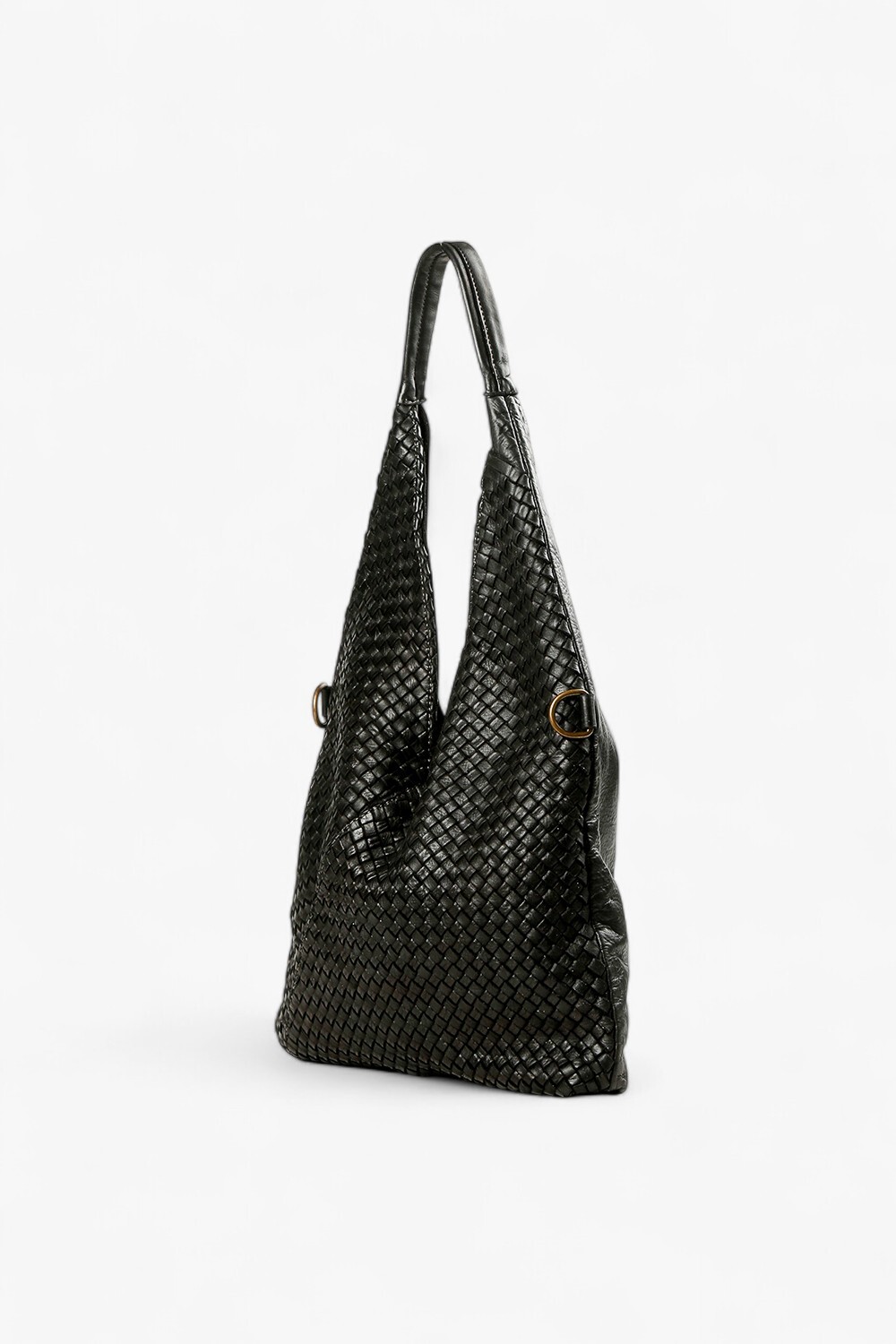 LORENA 編織交叉肩背包 黑色