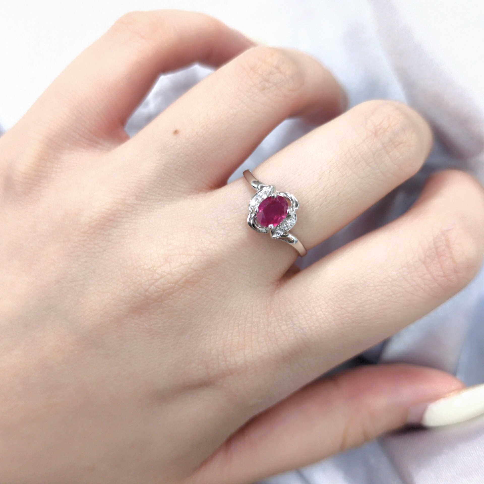 18K White Gold 0.51ct Ruby and Diamond Ring