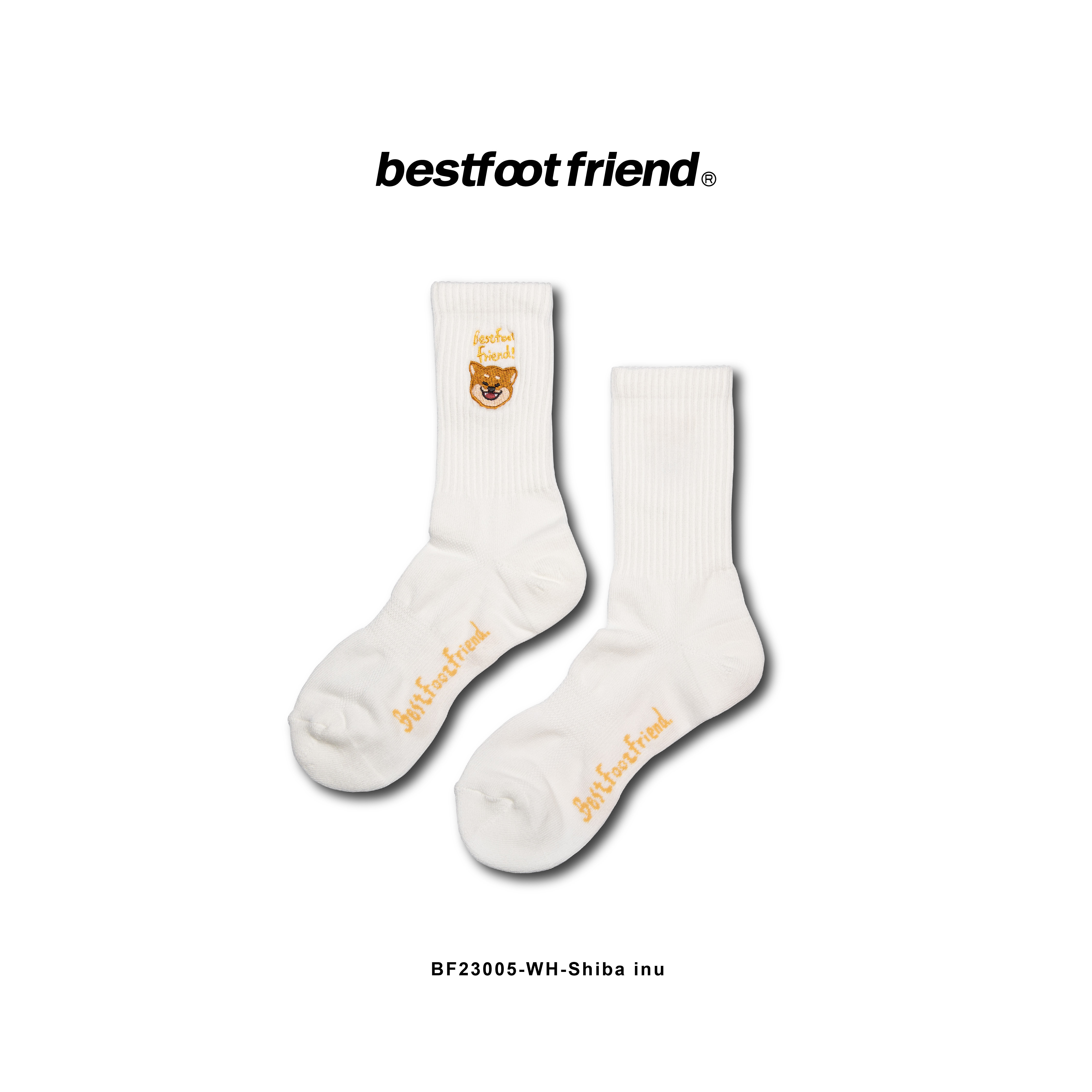 【逢甲 FUZZY】Best Foot Friend Shiba inu 柴犬 BFF 襪子 白 綠 沙 BF23005