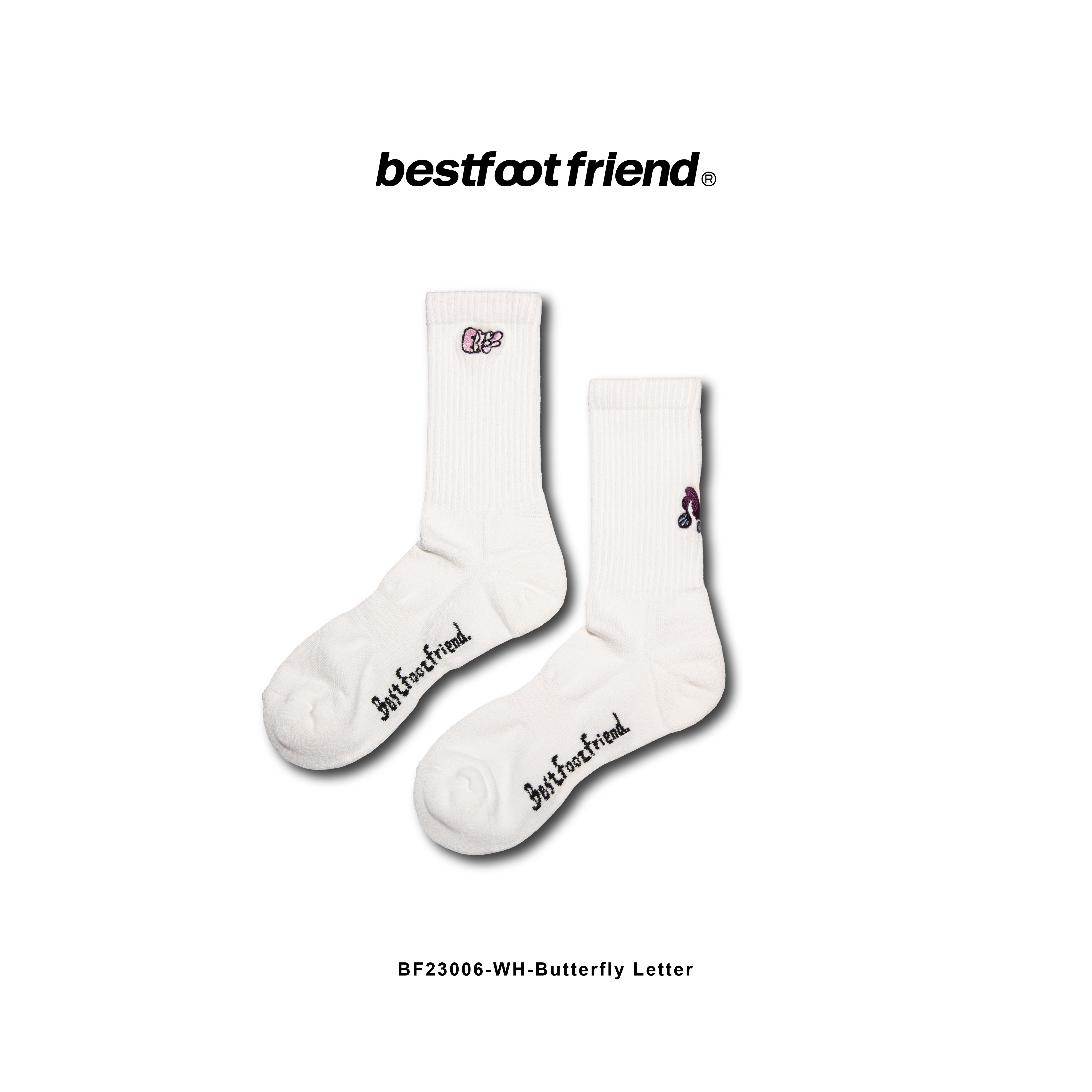 【逢甲 FUZZY】Best Foot Friend Butterfly 蝴蝶 BFF 襪子 白色 BF23006