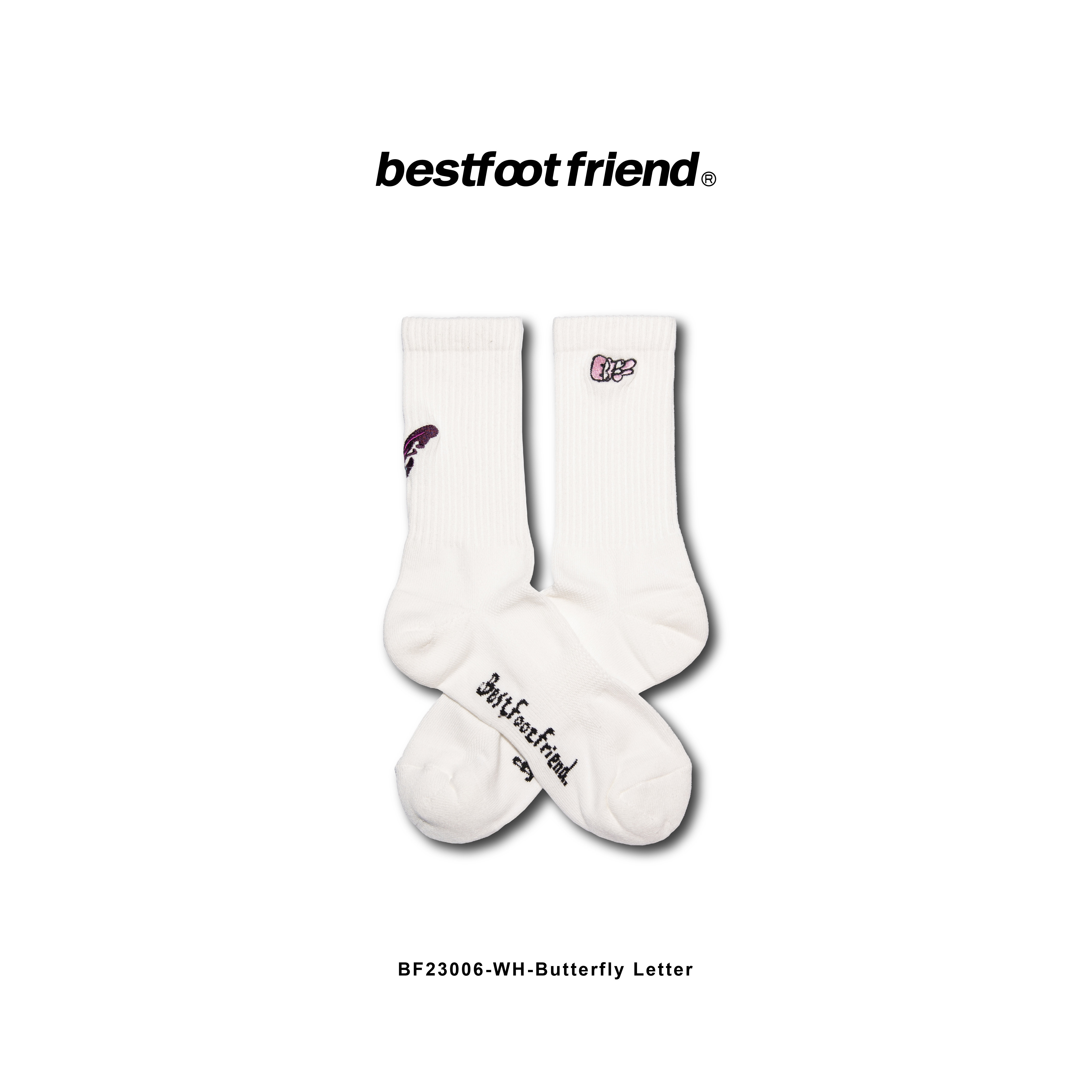 【逢甲 FUZZY】Best Foot Friend Butterfly 蝴蝶 BFF 襪子 白色 BF23006