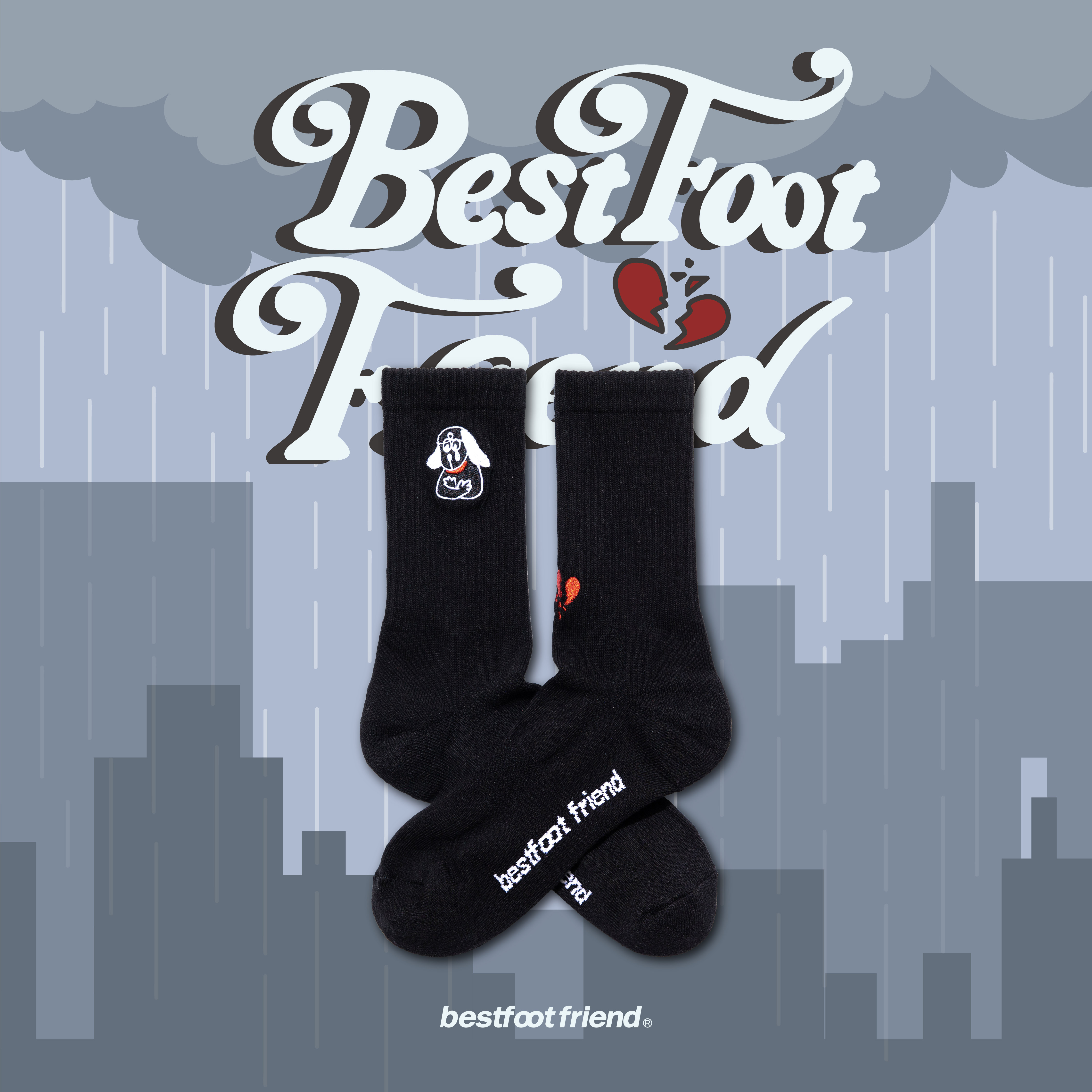 【逢甲 FUZZY】Best Foot Friend Heartbroken Dog 心碎小狗 襪子 BF23009
