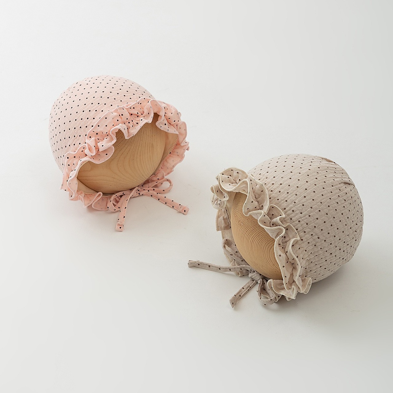 波點花邊包頭帽