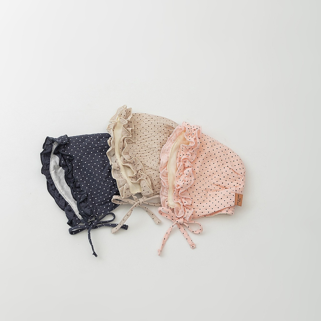 波點花邊包頭帽