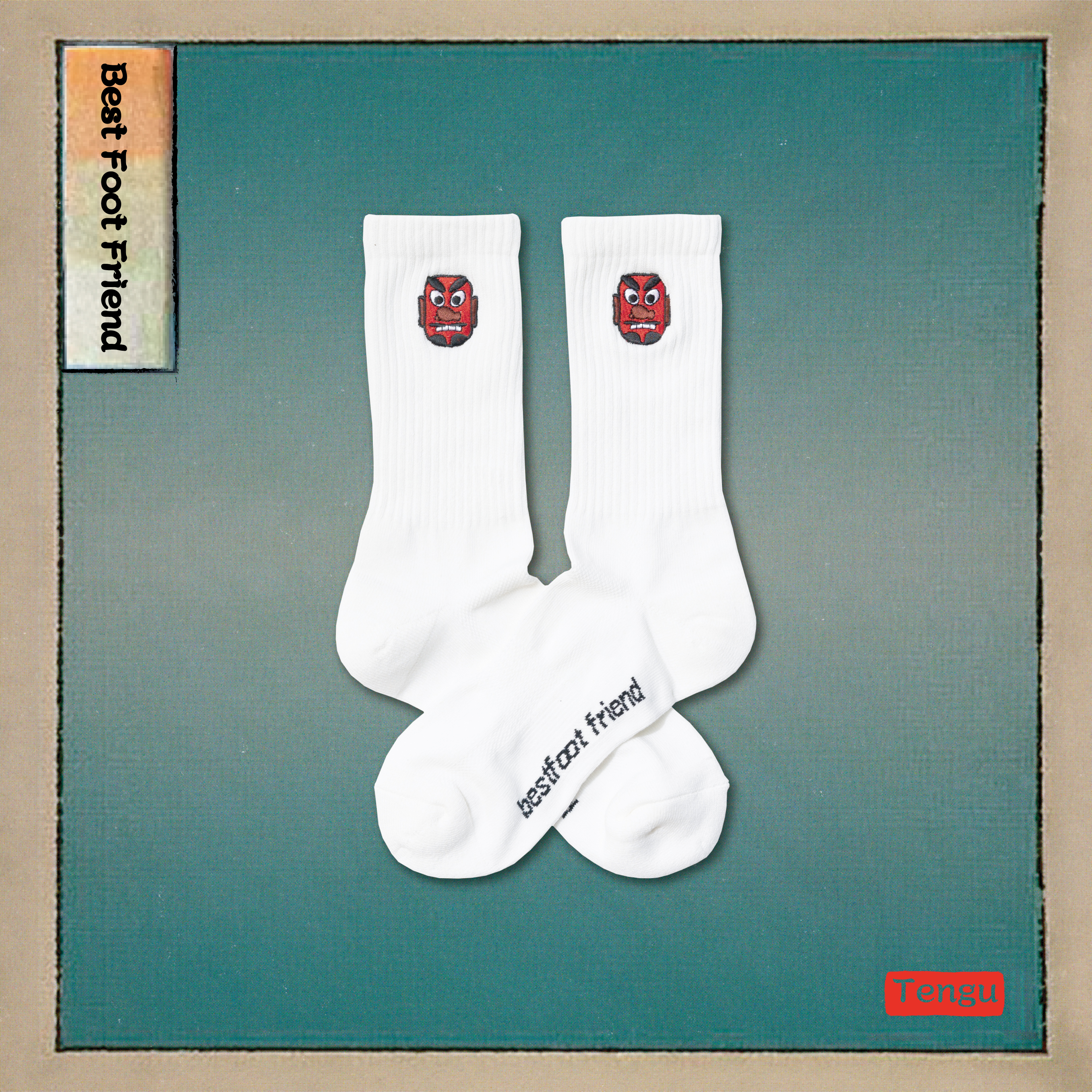 【逢甲 FUZZY】Best Foot Friend Tengu 天狗 BFF 襪子 白色 灰色 BF24010