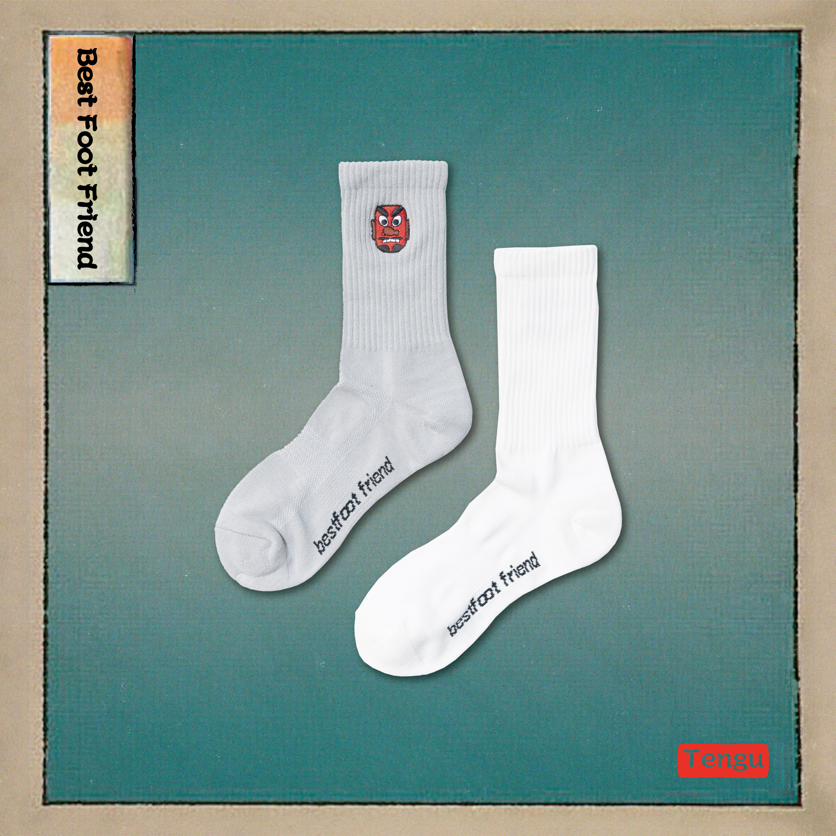 【逢甲 FUZZY】Best Foot Friend Tengu 天狗 BFF 襪子 白色 灰色 BF24010