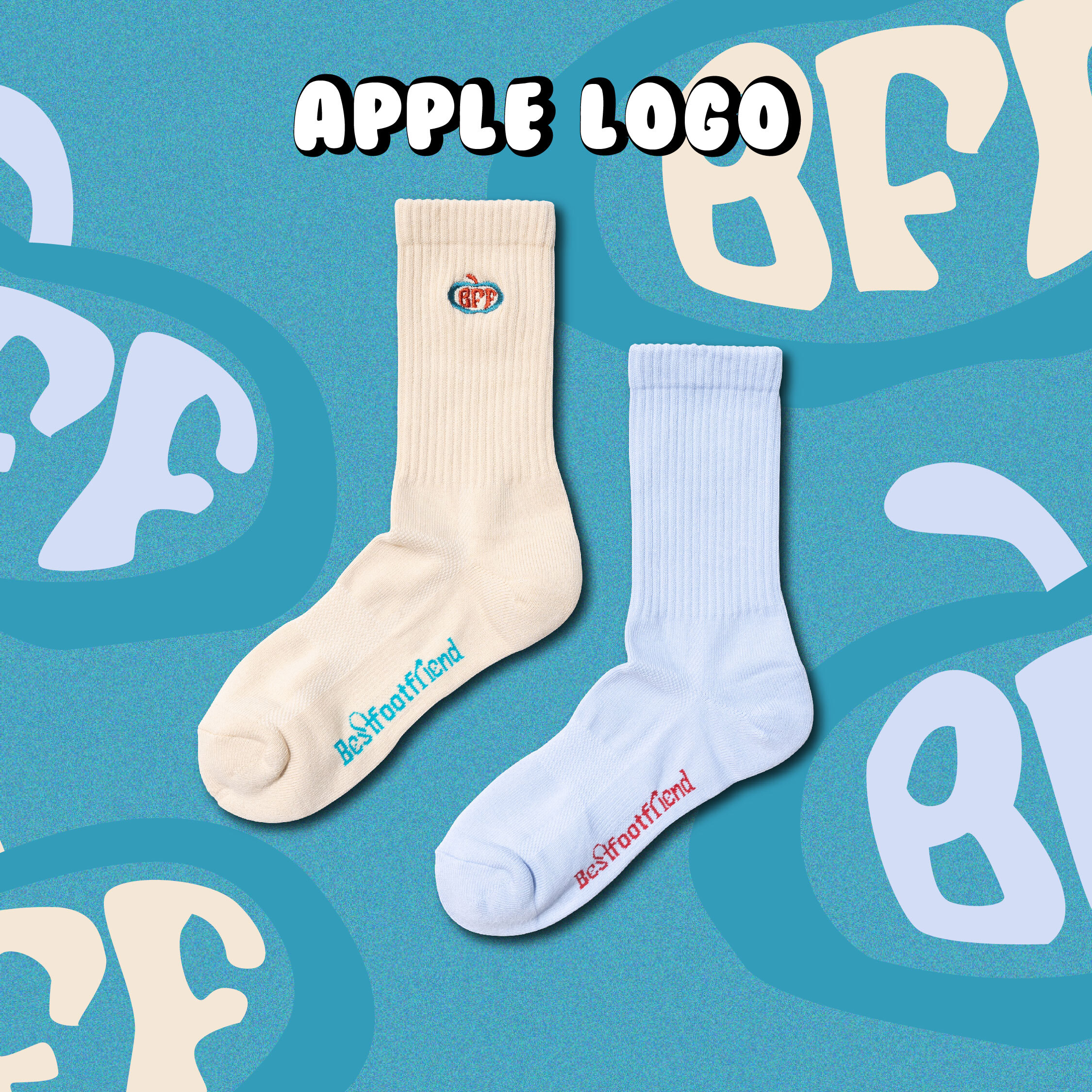 【逢甲 FUZZY】Best Foot Friend Apple Logo 蘋果 BFF 襪子 白色 BF24021