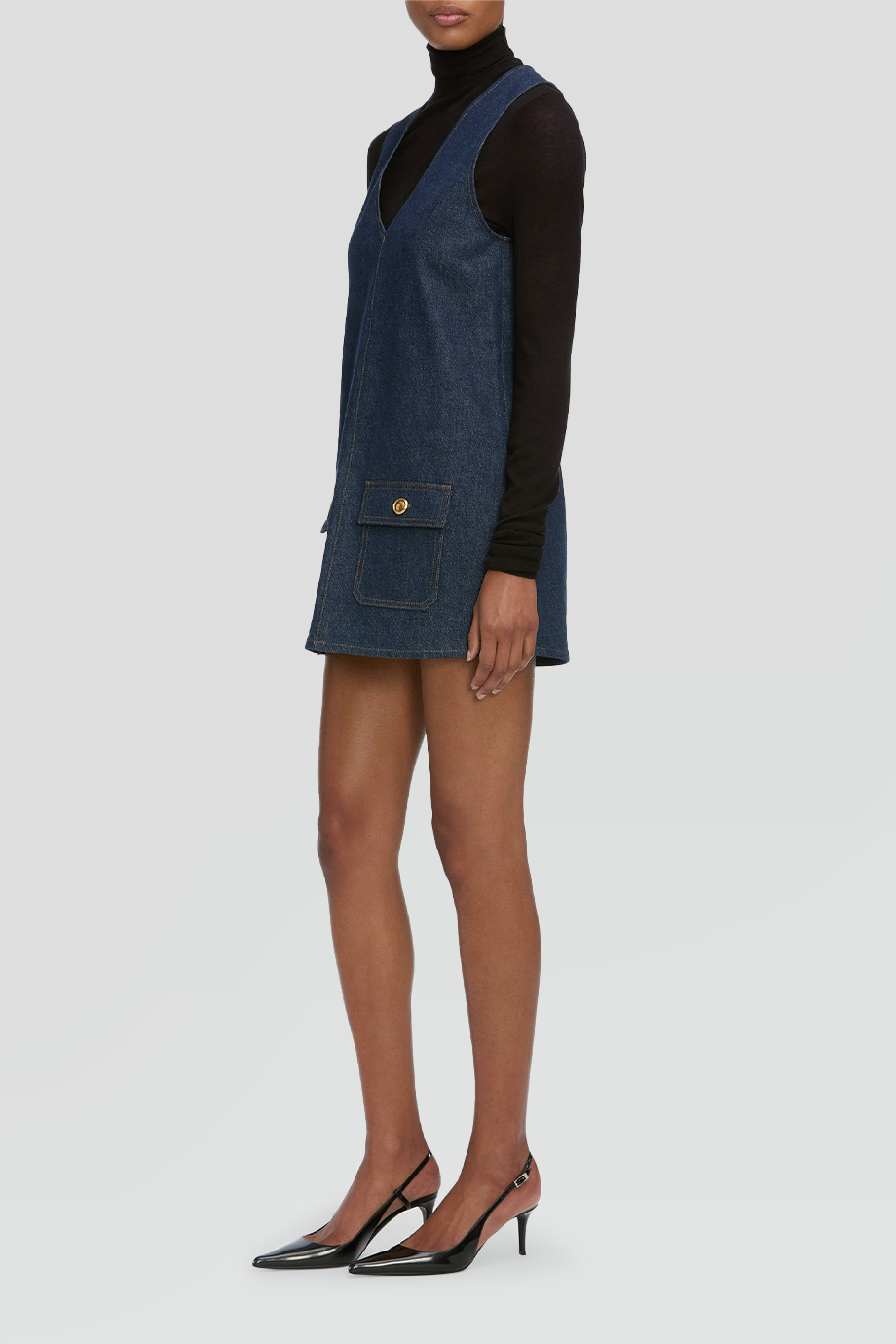 FRAME｜PINAFORE 深V領牛仔背心短洋裝