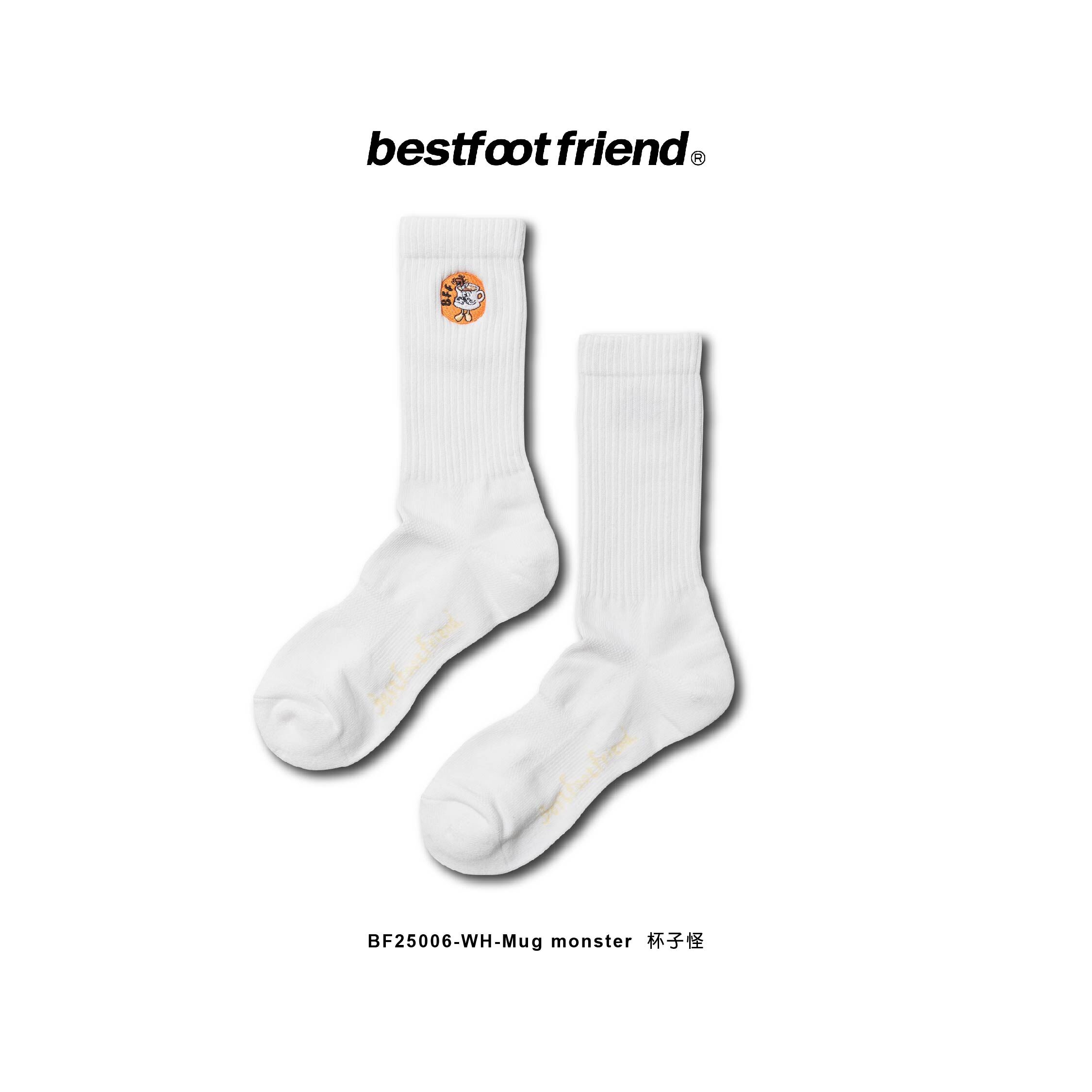 【逢甲 FUZZY】Best Foot Friend Mug Monster 杯子怪 BFF 襪子 白色 BF25006