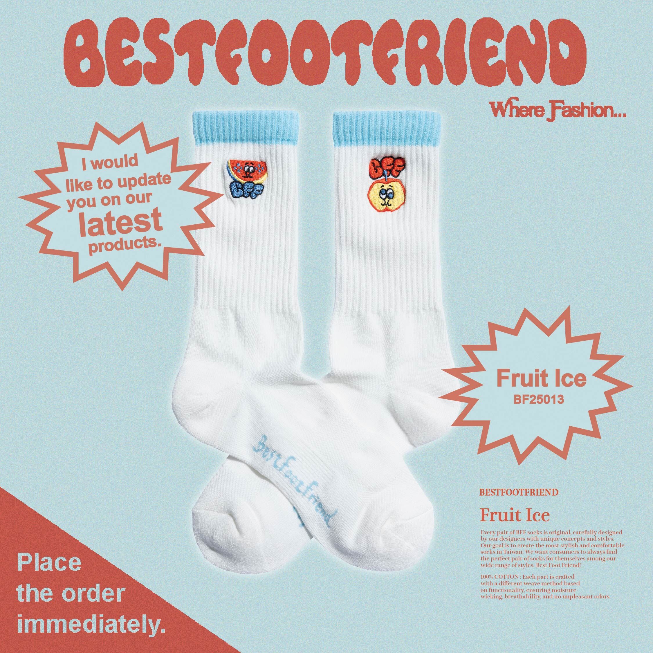【逢甲 FUZZY】Best Foot Friend Fruit Ice 水果冰 BFF 襪子 白色 BF25013
