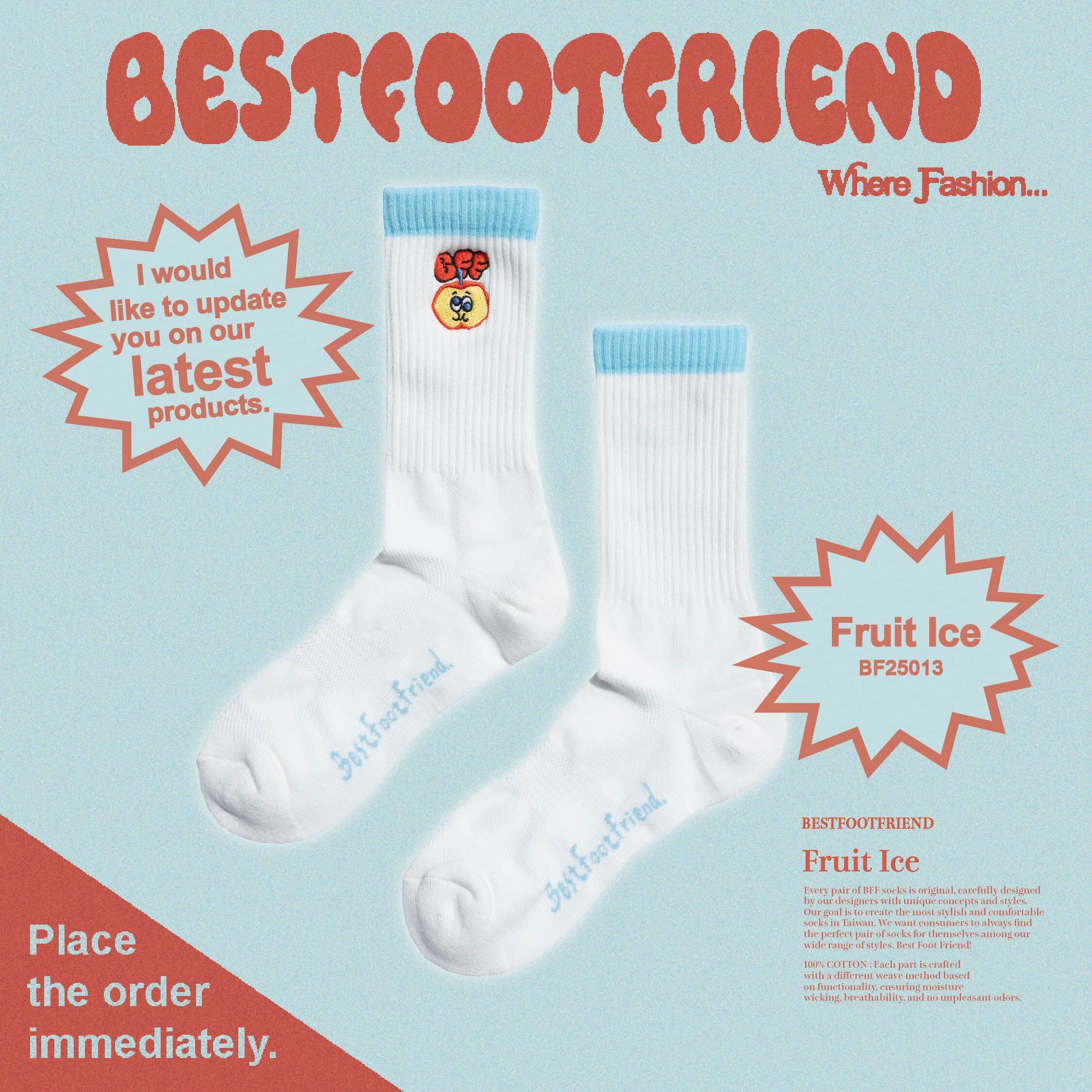 【逢甲 FUZZY】Best Foot Friend Fruit Ice 水果冰 BFF 襪子 白色 BF25013