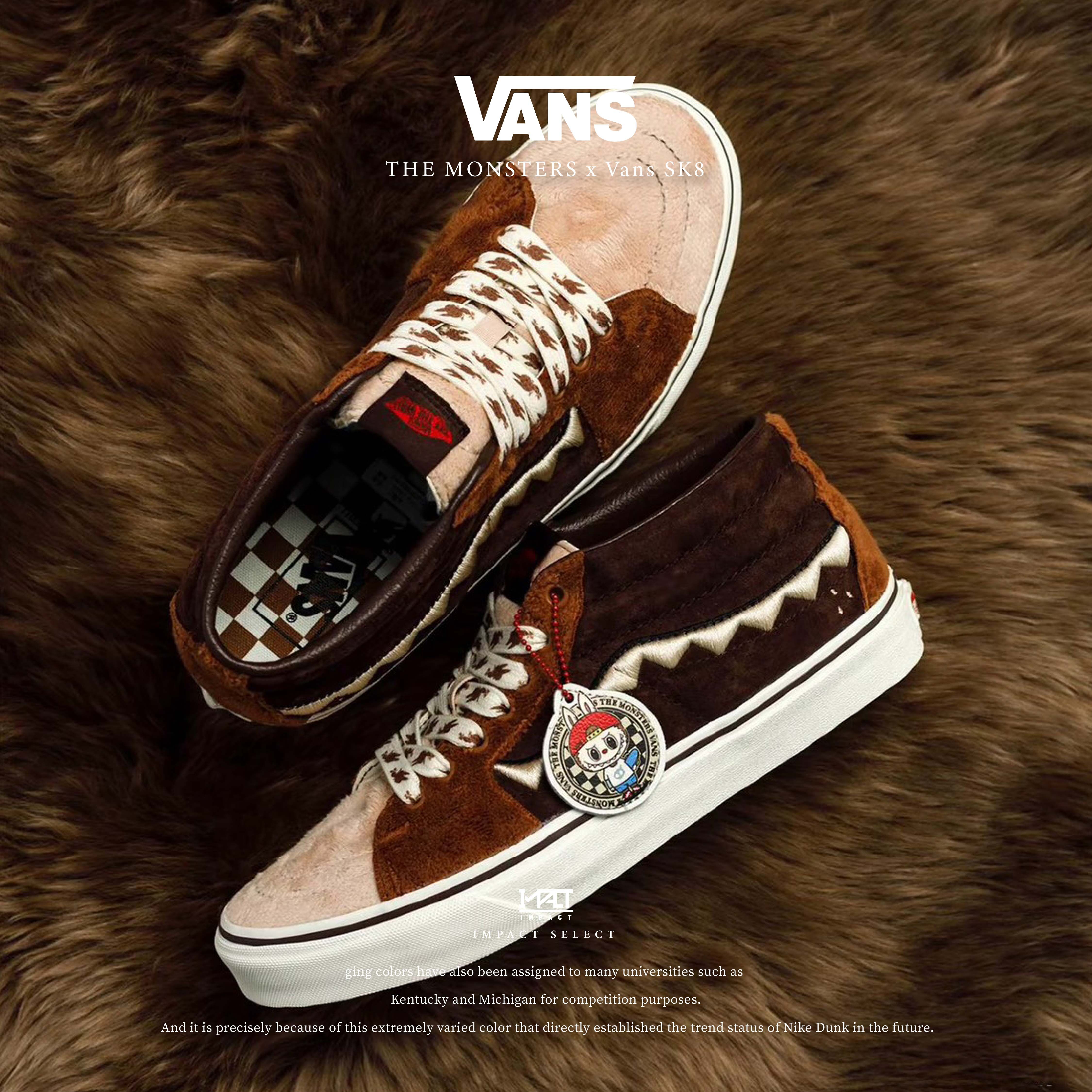 THE MONSTERS x Vans SK8 LABUBU聯名款 絨面 板鞋 棕色 男女同款 VN000BWEDFO