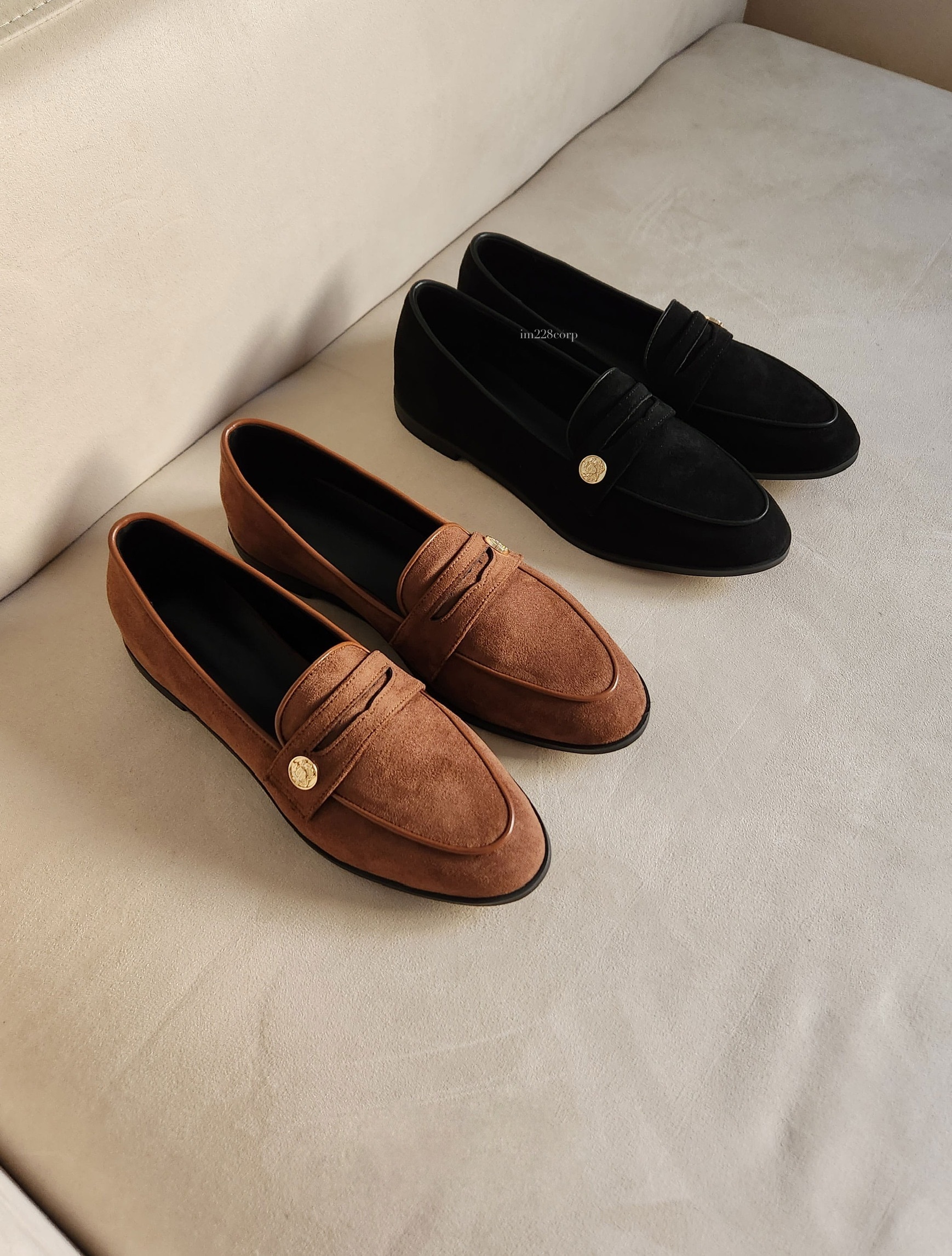 #228N527 麂皮必須的! 秋冬專屬小金扣樂福鞋