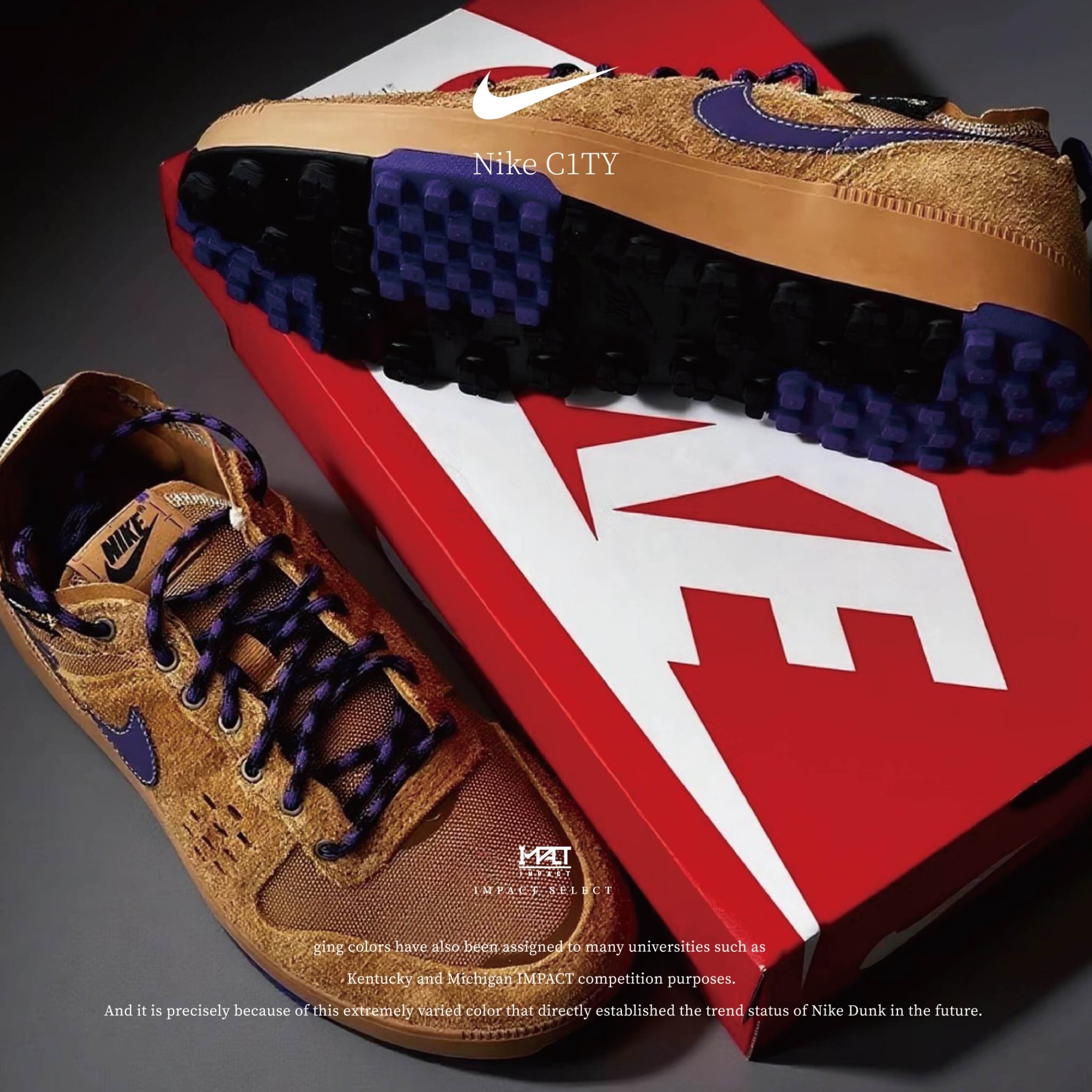 NIKE C1ty PRM  小麥棕色 麂皮 網布 厚底 運動休閒鞋 男鞋 HJ4316-700