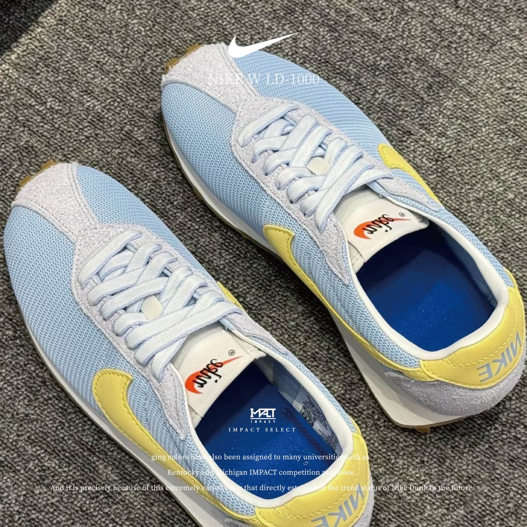 NIKE W LD-1000 淡藍黃 鬆餅格紋 復古 麂皮 膠底 運動鞋 女鞋 IF1761-400
