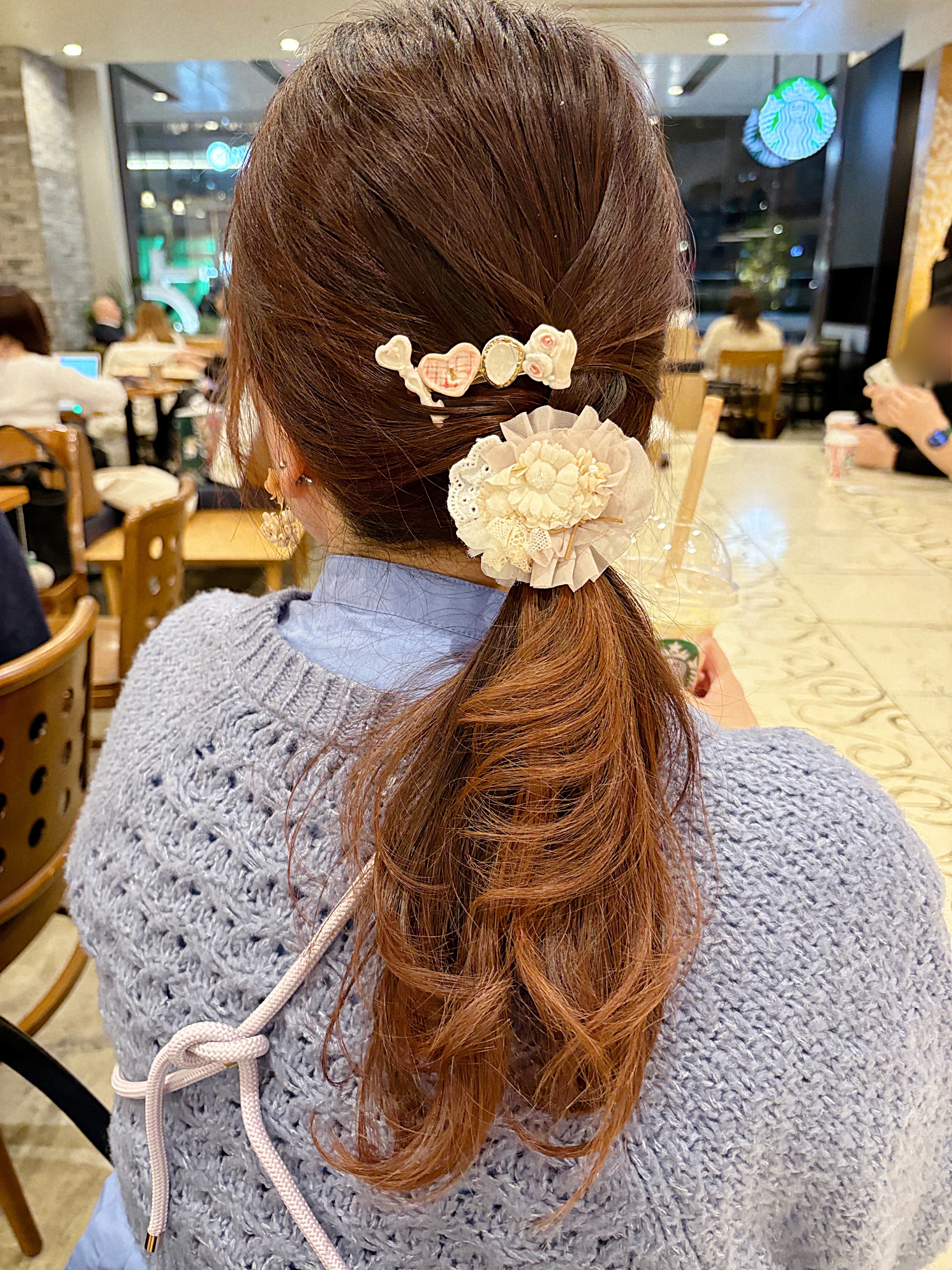 [手作家] 布藝蕾絲花髮圈插