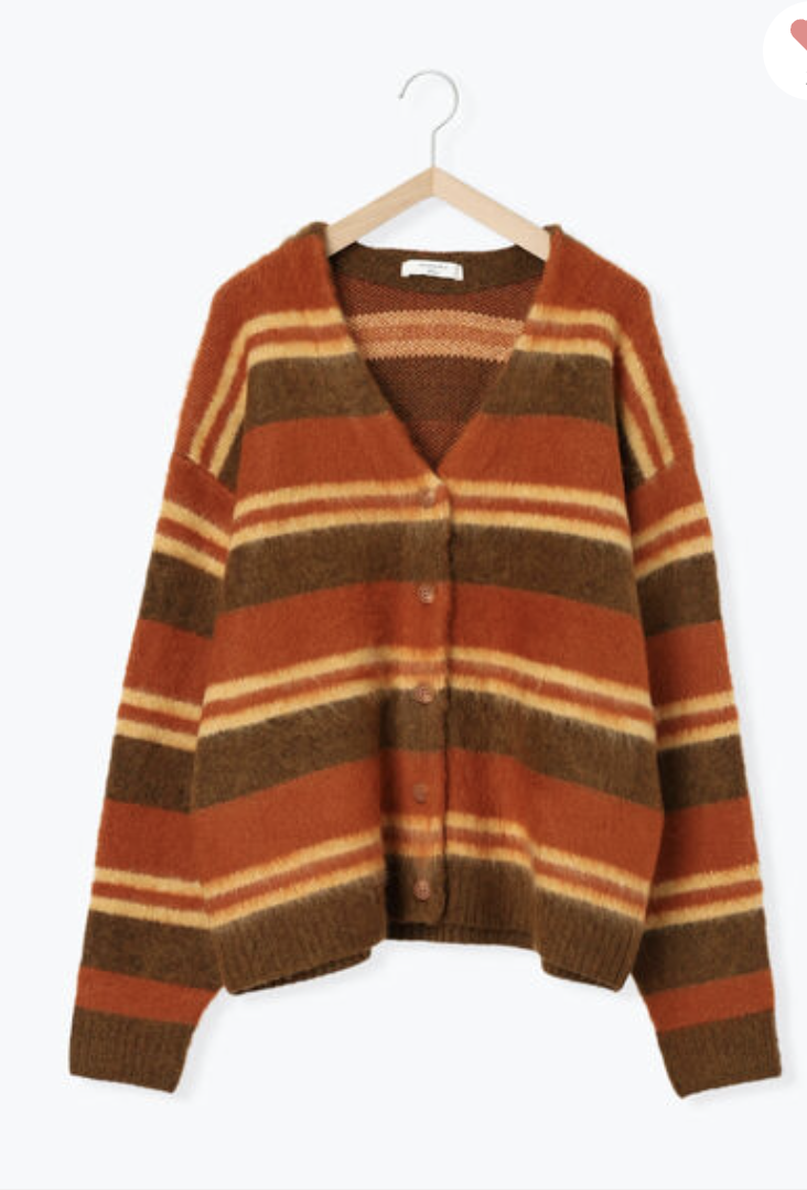 復古風拼色絨毛針織開衫【日本直送】