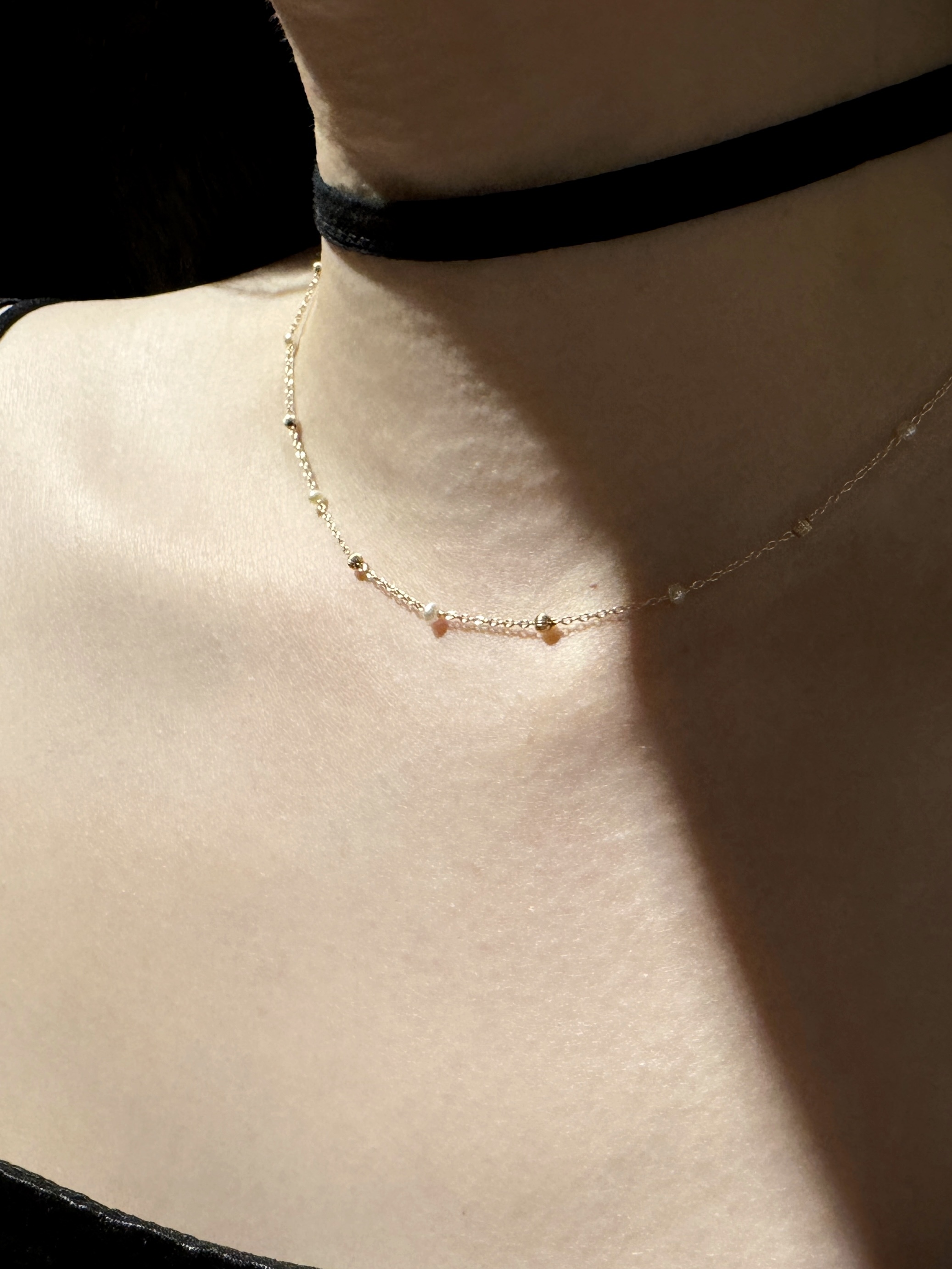 流光金球珍珠項鍊