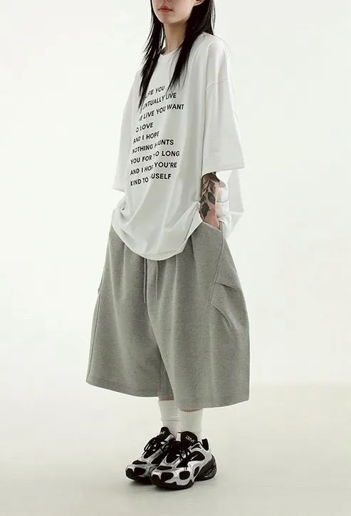 打摺 造型 七分 棉質 休閒 短褲 棉褲