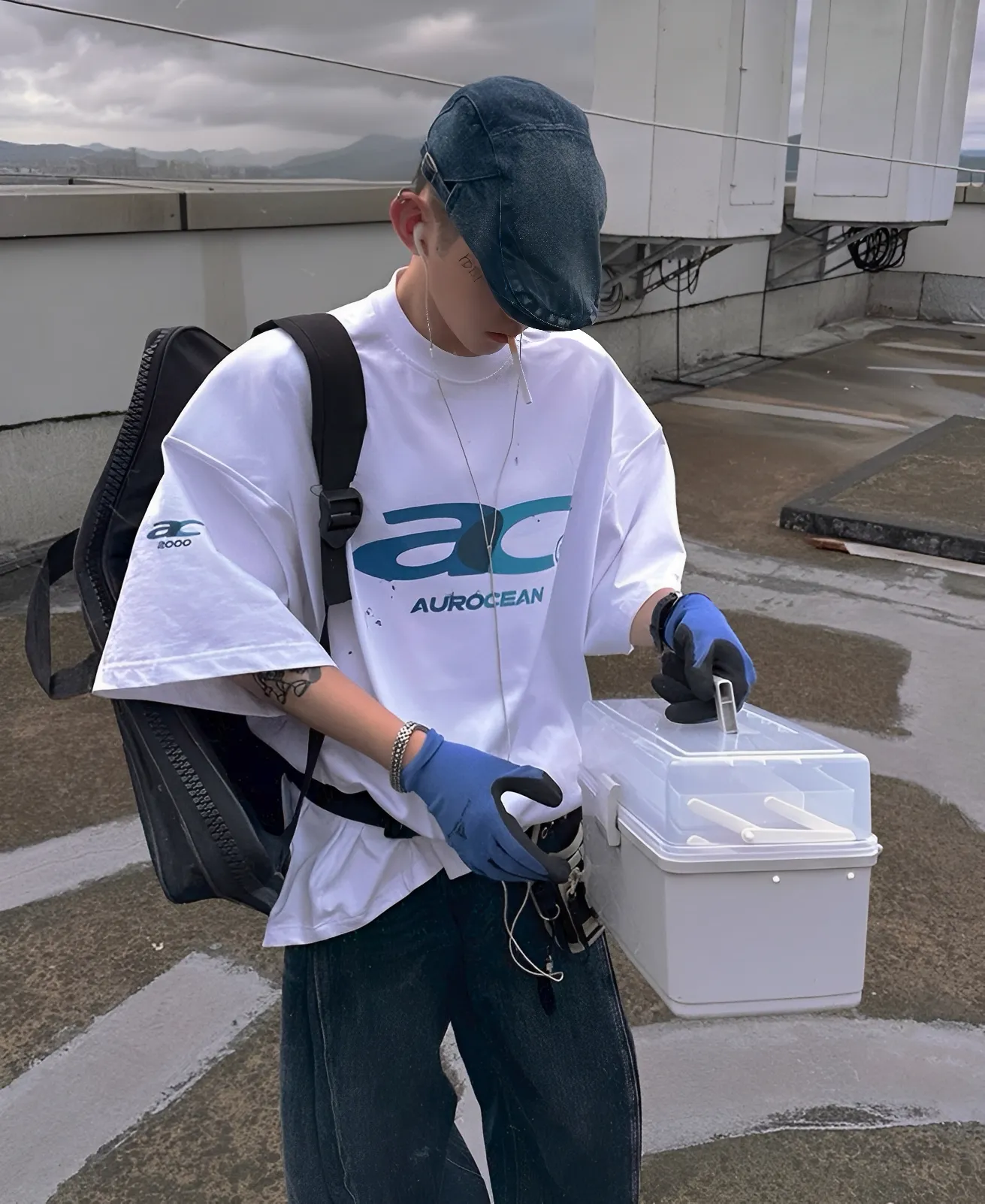 雙色 波瀾 斑駁 寬鬆 純棉 短袖