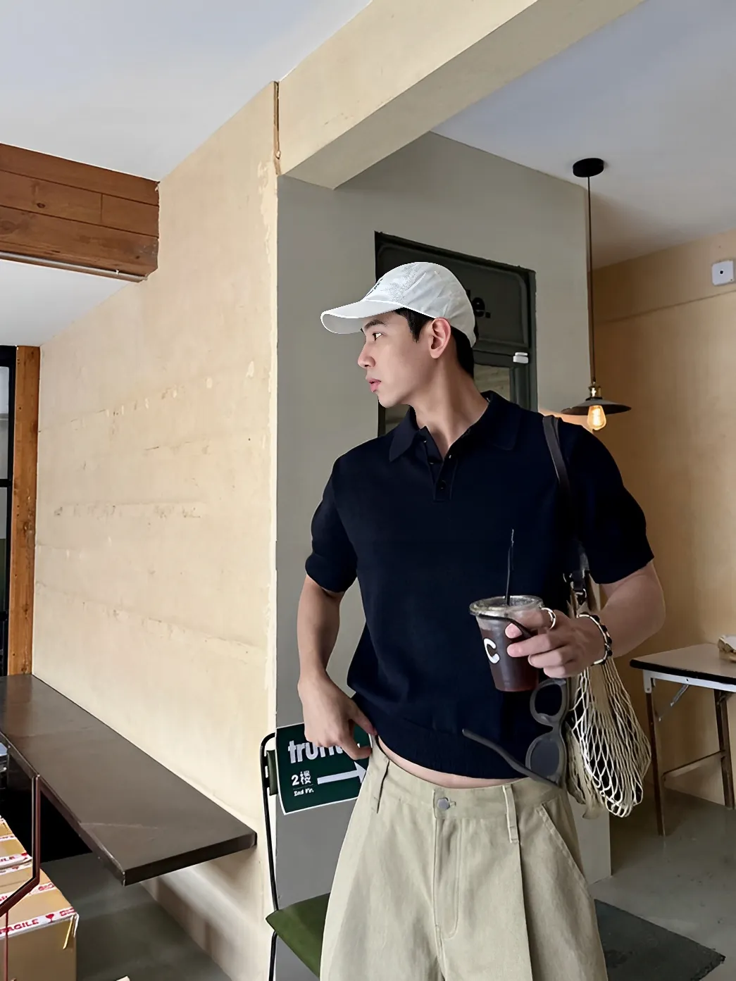 3色 冰絲 針織 短版 POLO 短袖