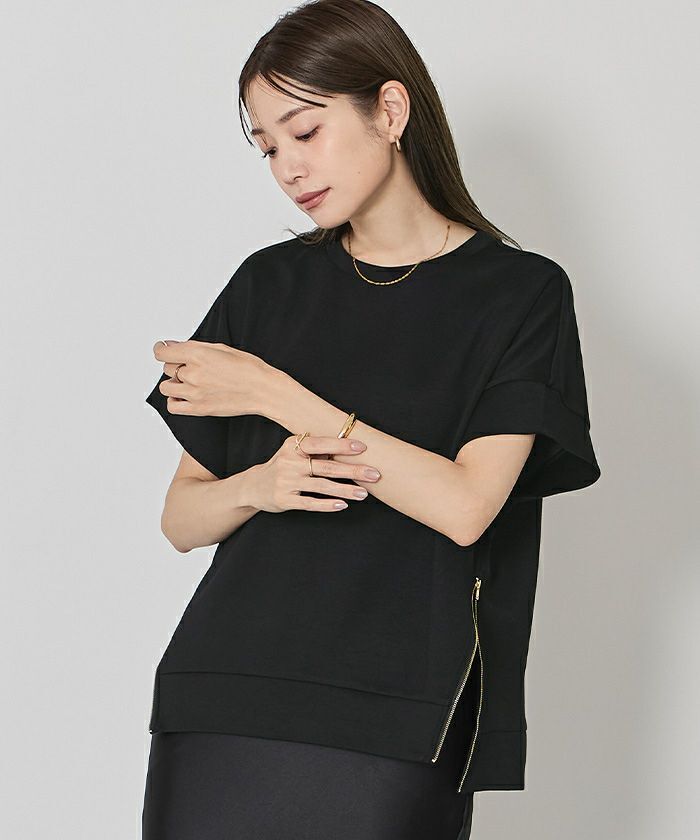 ur’s ジップスリットオーバーサイズプルオーバー黑M（BGXN2214 ）