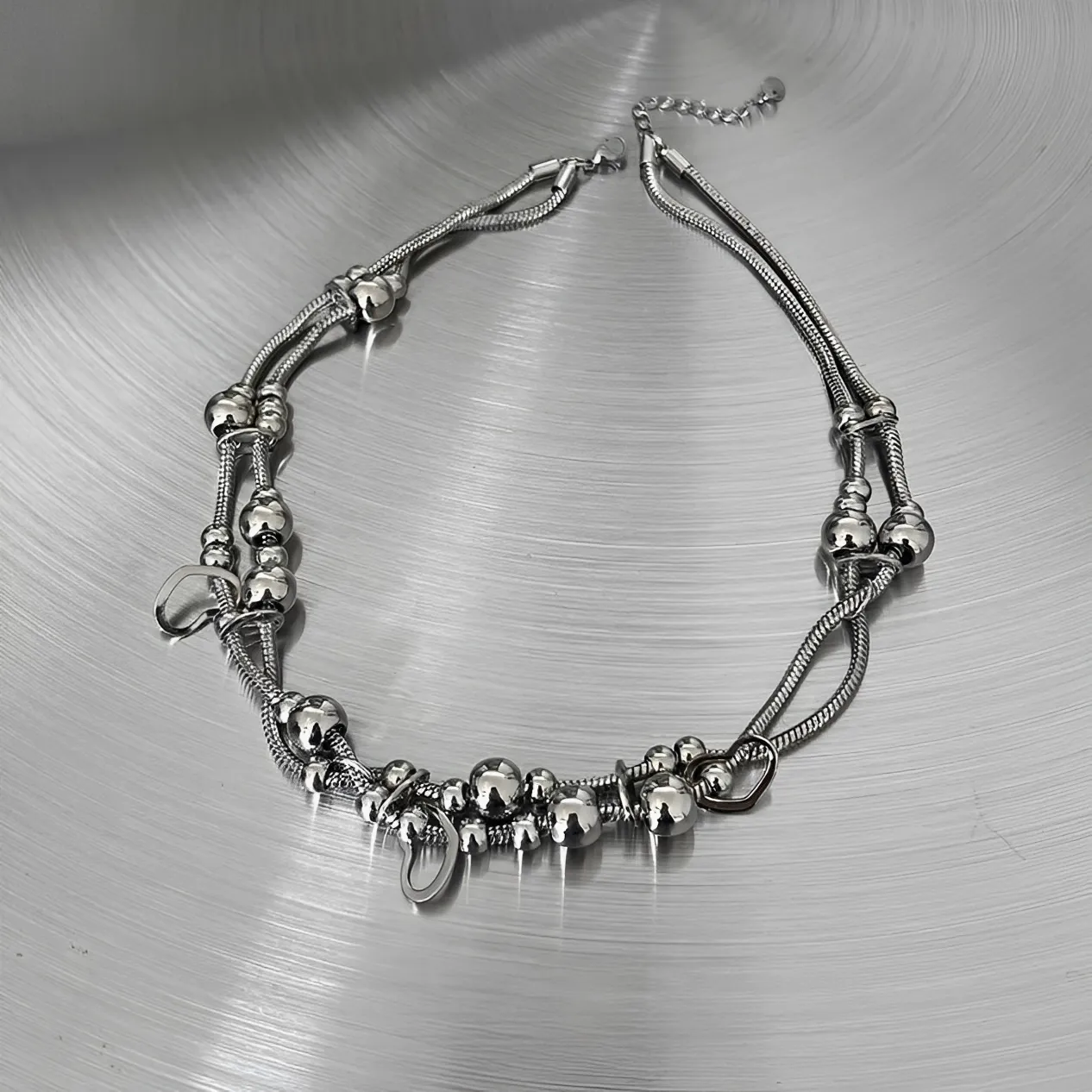 蛇骨 雙層 圓珠 男女 項鍊