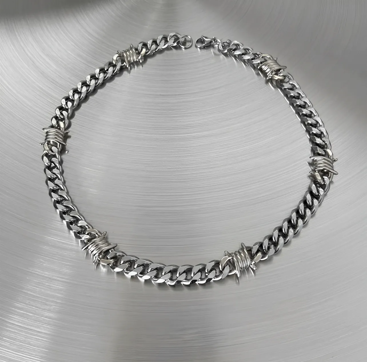 美式 荊棘 小眾 鎖骨鏈 古巴鍊 項鍊