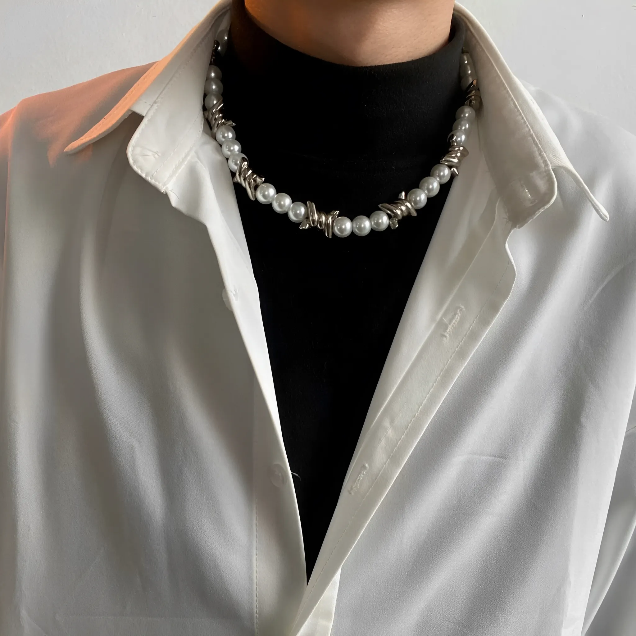 珍珠 拼接 荊棘 鎖骨 項鍊