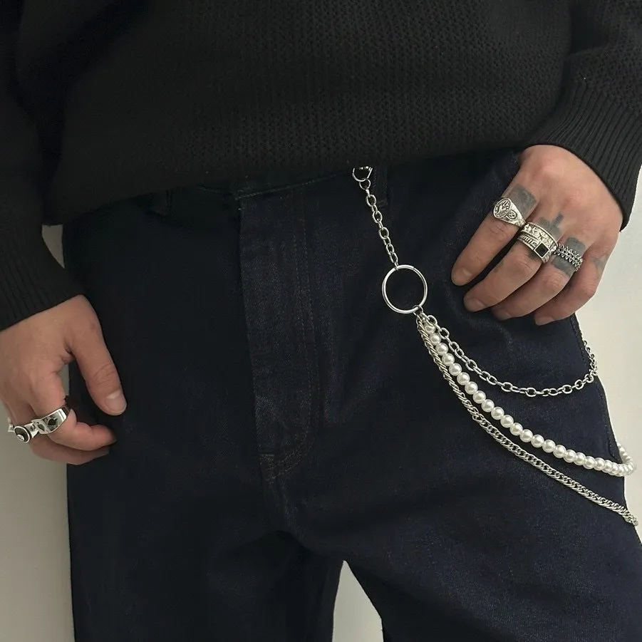 百搭 珍珠 疊層 雙層 褲鍊