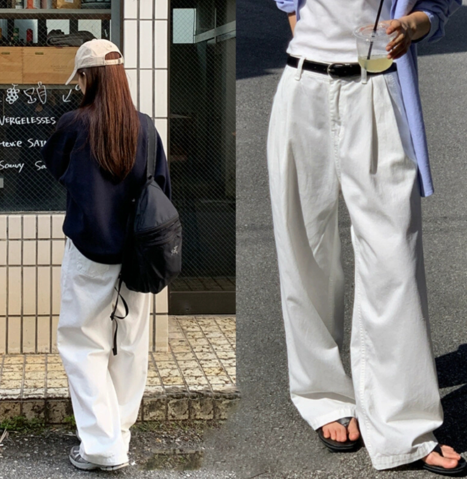 正韓ᴷᴼᴿᴱᴬ 🇰🇷日常抓皺款百搭休閒高腰寬褲