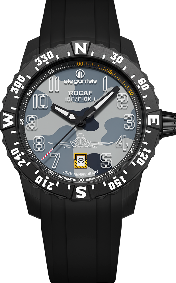 萬年鐘錶 - elegantsis 愛樂時   IDF-經國號特別限定款機械男錶   ELJO43AS-IDF-NB01LC   錶徑 : 43MM