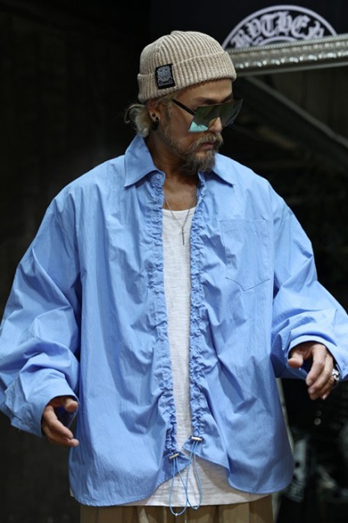 梅斯繫帶褶皺襯衫外套