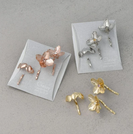 金屬花形迷你髮圈插