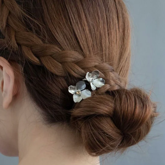 金屬花形迷你髮圈插