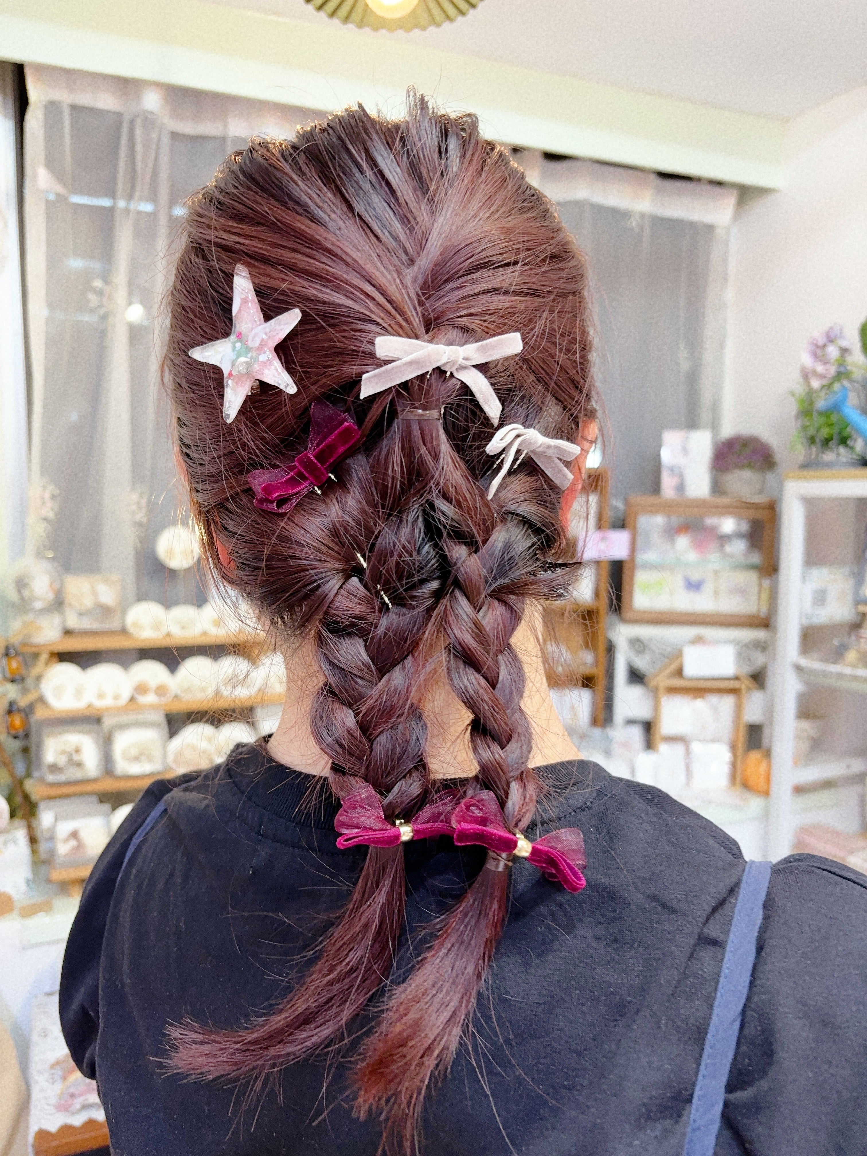 蝴蝶結絨面髮插&upin set