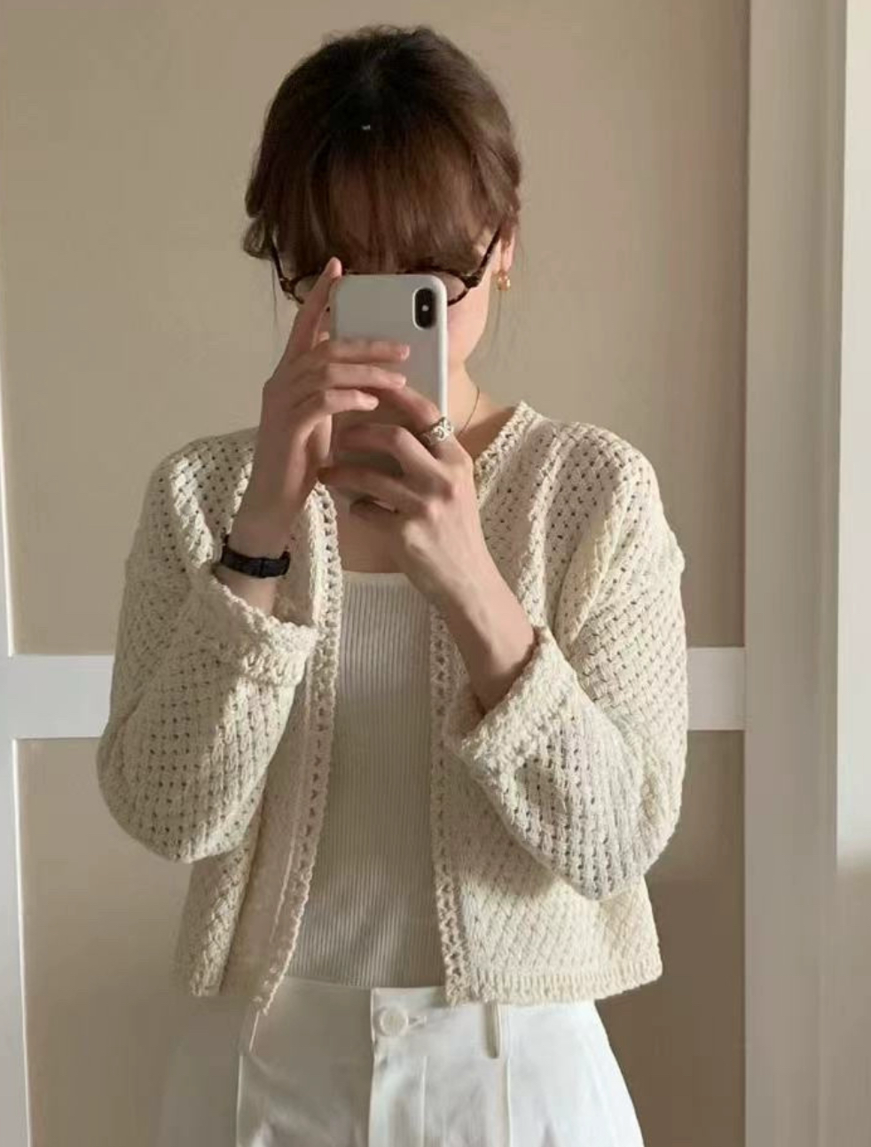 正韓ᴷᴼᴿᴱᴬ 🇰🇷知性優雅風溫柔氣質洞洞罩衫