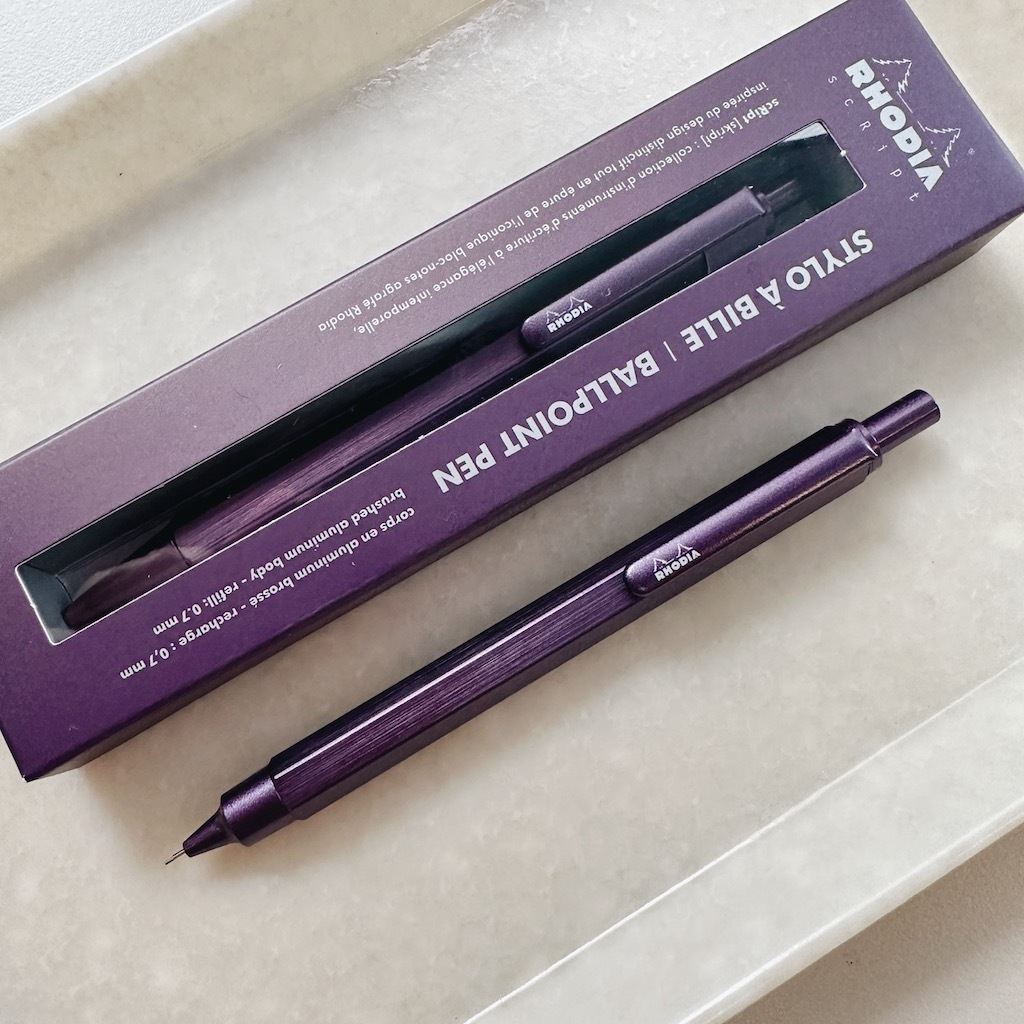 2025限定 茄紫色 script 六角金屬 自動鉛筆/原子筆 髮絲紋鋁製筆桿｜法國Rhodia