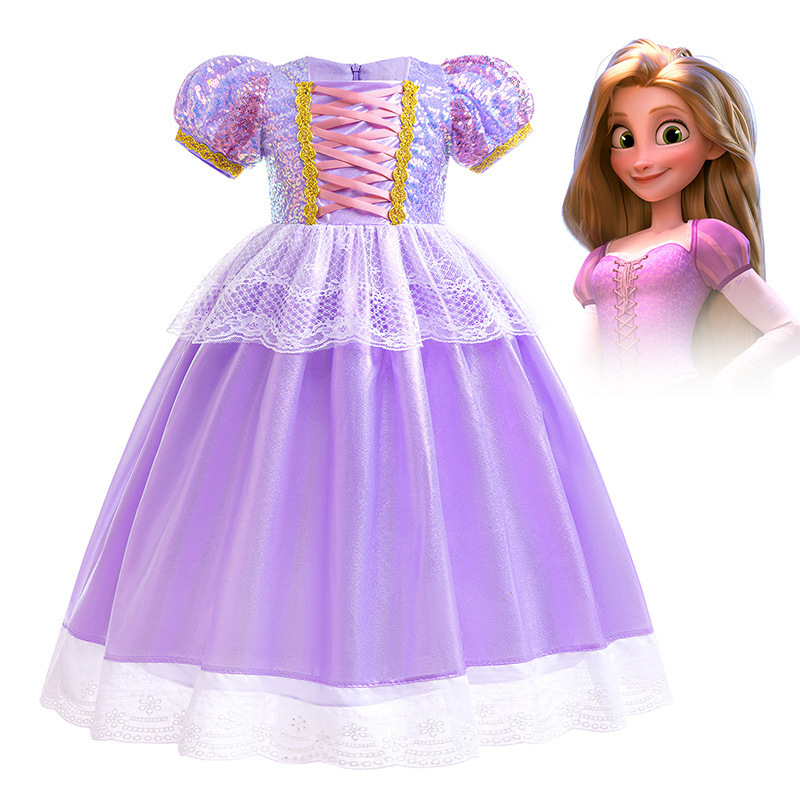 萬聖節 長髮公主禮服 亮片款 100-150cm #RA64