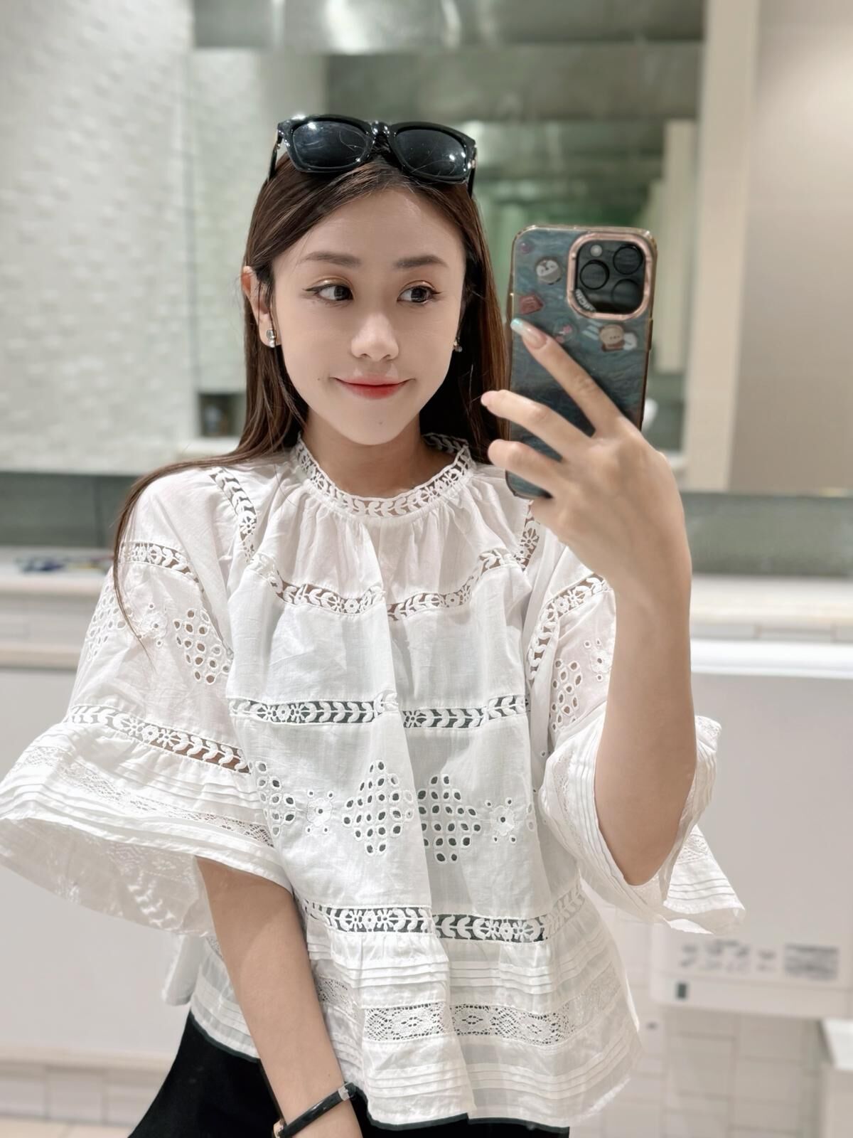 TOP#7659🤍自然澎起通花上衣