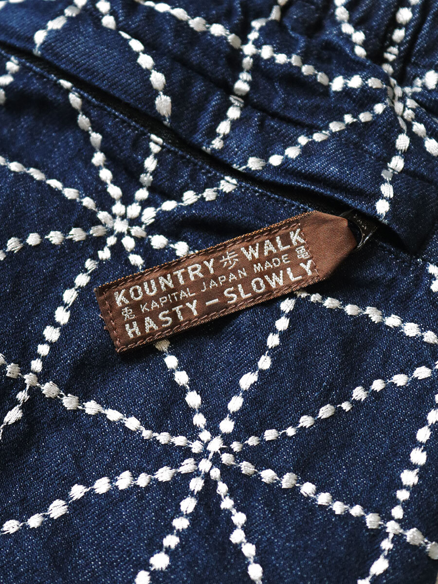 KAPITAL 8OZ DENIM FOLK-DOJO Embroidered EASY SHORTS - PRE ORDER ITEM (預訂中)