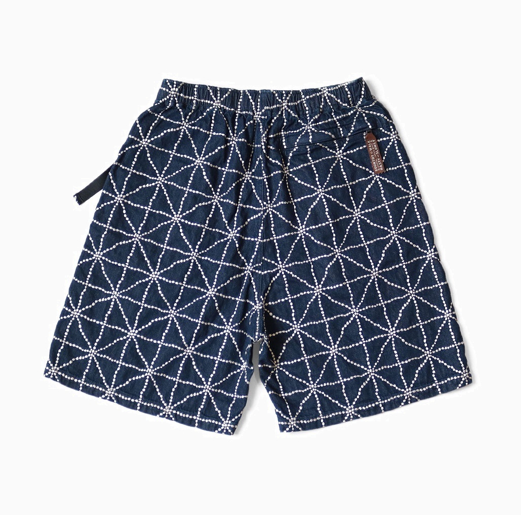 9/20 RE-STOCK: KAPITAL 2025 8oz DENIM FOLK-DOJO Embroidered EASY SHORTS - PRE ORDER ITEM (預訂中)