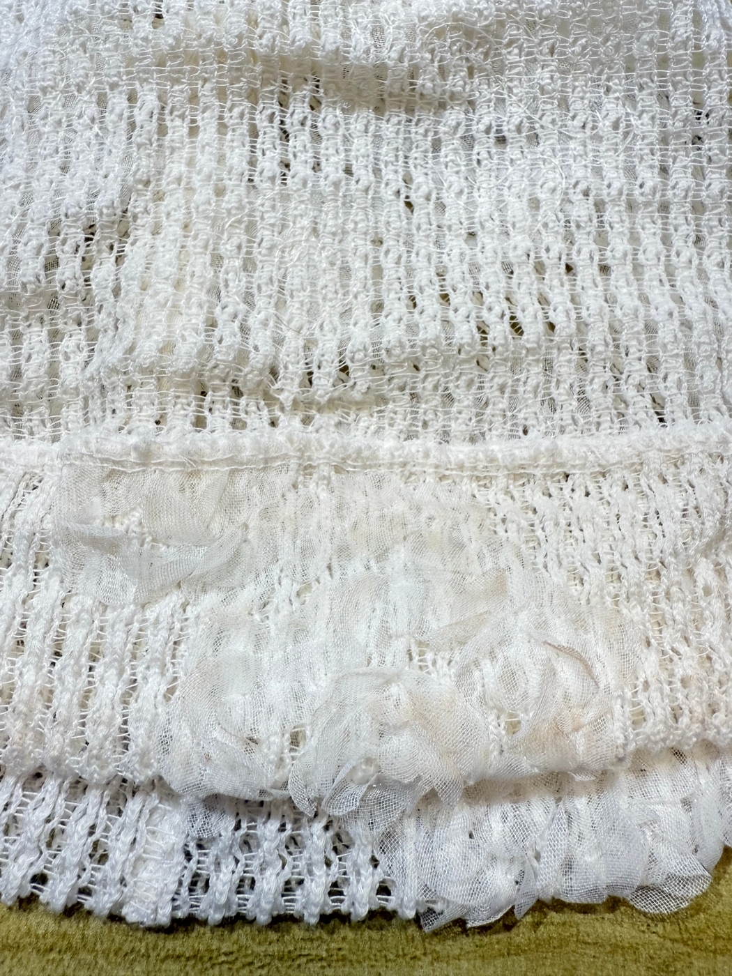 【瑕疵】雪紡鉤織冷帽-白