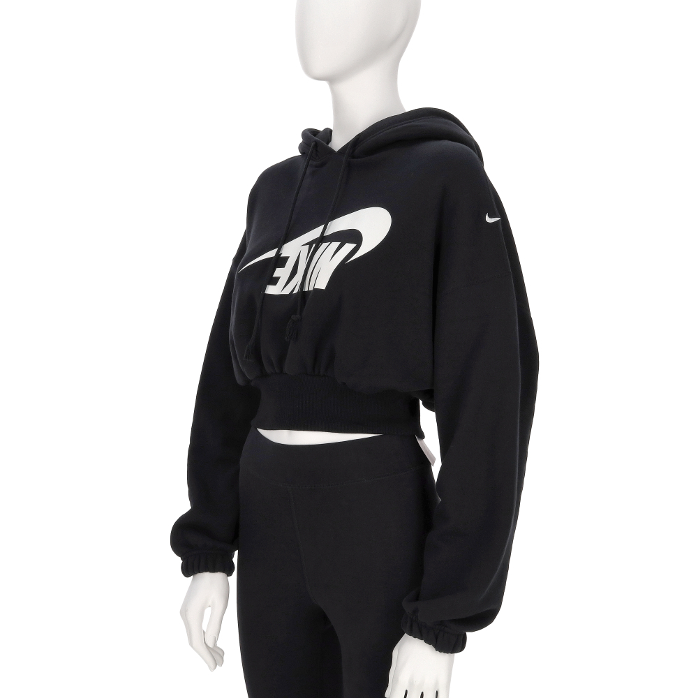 Nike OS FLC Crop PO HDY DA 女款 黑色 落肩 寬鬆 倒鉤 短版 長袖 FV7778-010