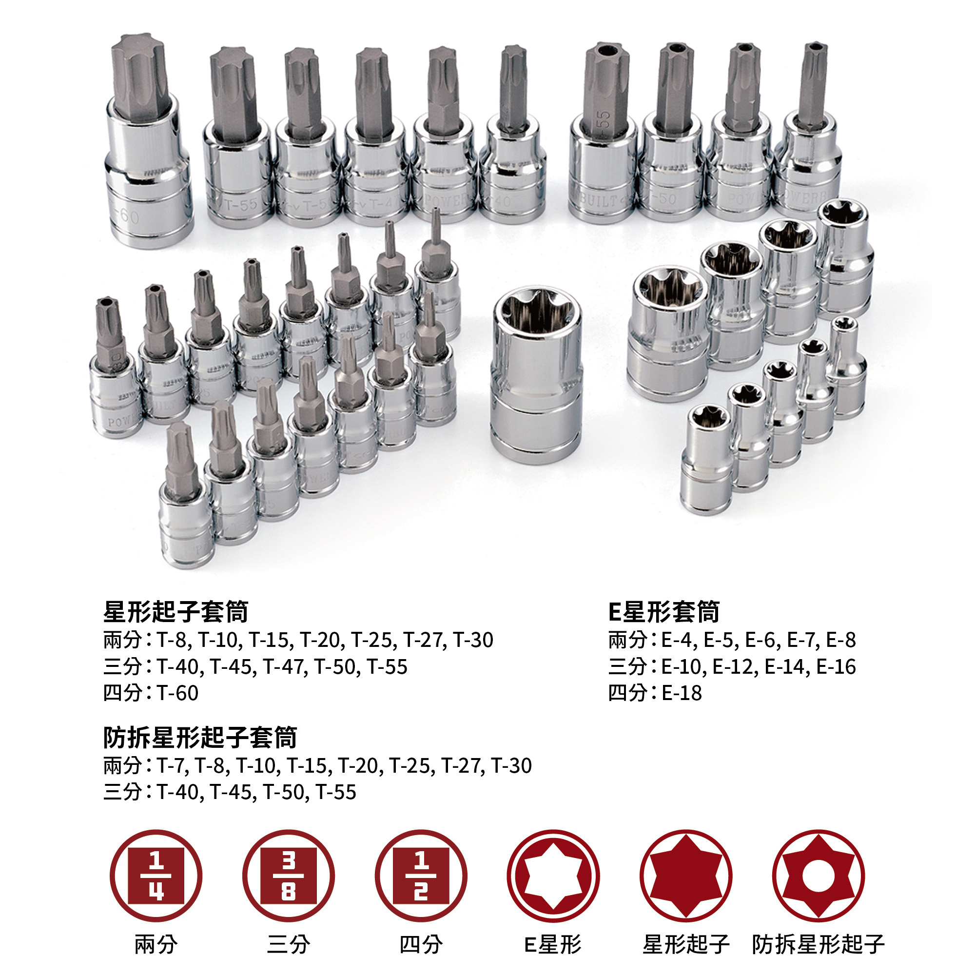 Powerbuilt 35件式專業星型、中空星型、E型梅花套筒起子工具組