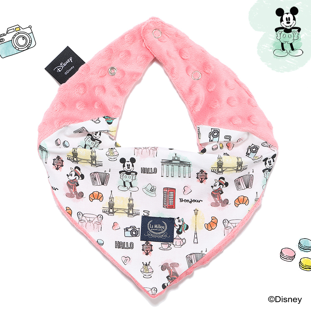 La Millou波蘭 豆豆圍兜領巾｜米奇系列_嚮旅行篇｜夢幻珊瑚粉