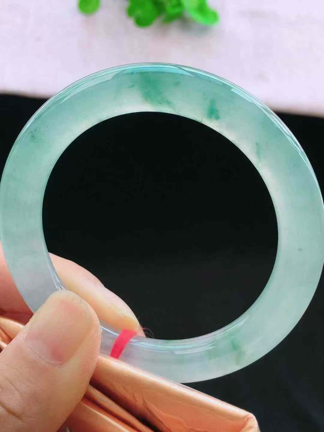 冰飄花翡翠圓條手鐲,天然翡翠A玉, 緬甸玉, Jade, Jadeite