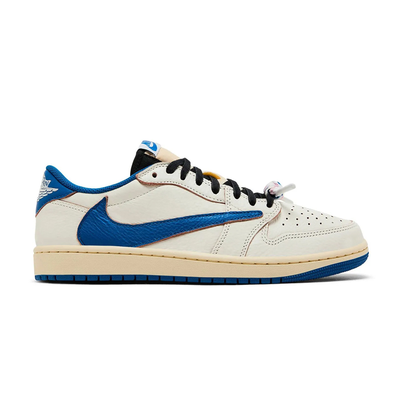Air Jordan1 Low x Travis Scott x Fragment "Sail Military Blue" 三方聯名 倒鉤 閃電 米藍 男鞋 DM7866-104 [台灣現貨]